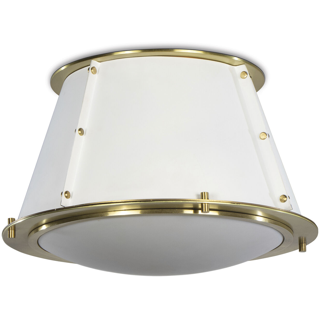 French Maid 1 Light 13 inch White and Natural Brass Flush Mount Ceiling Light