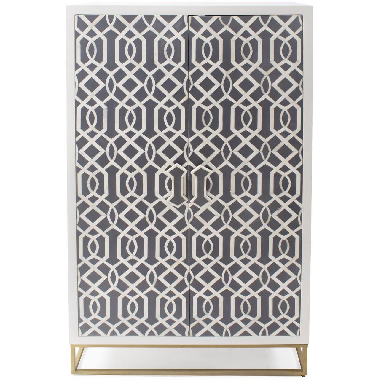 Arrouge White and Gray with Gold Cabinet, Tall