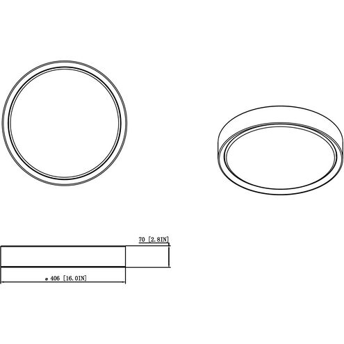 Kawan LED 16 inch Matte Black Flush Mount Ceiling Light