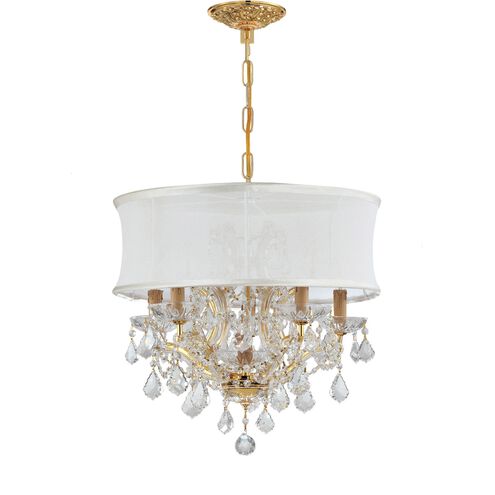 Brentwood 6 Light 24 inch Gold Chandelier Ceiling Light in Hand Cut, Smooth White
