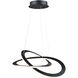 Wave LED 19.7 inch Black Chandelier Ceiling Light