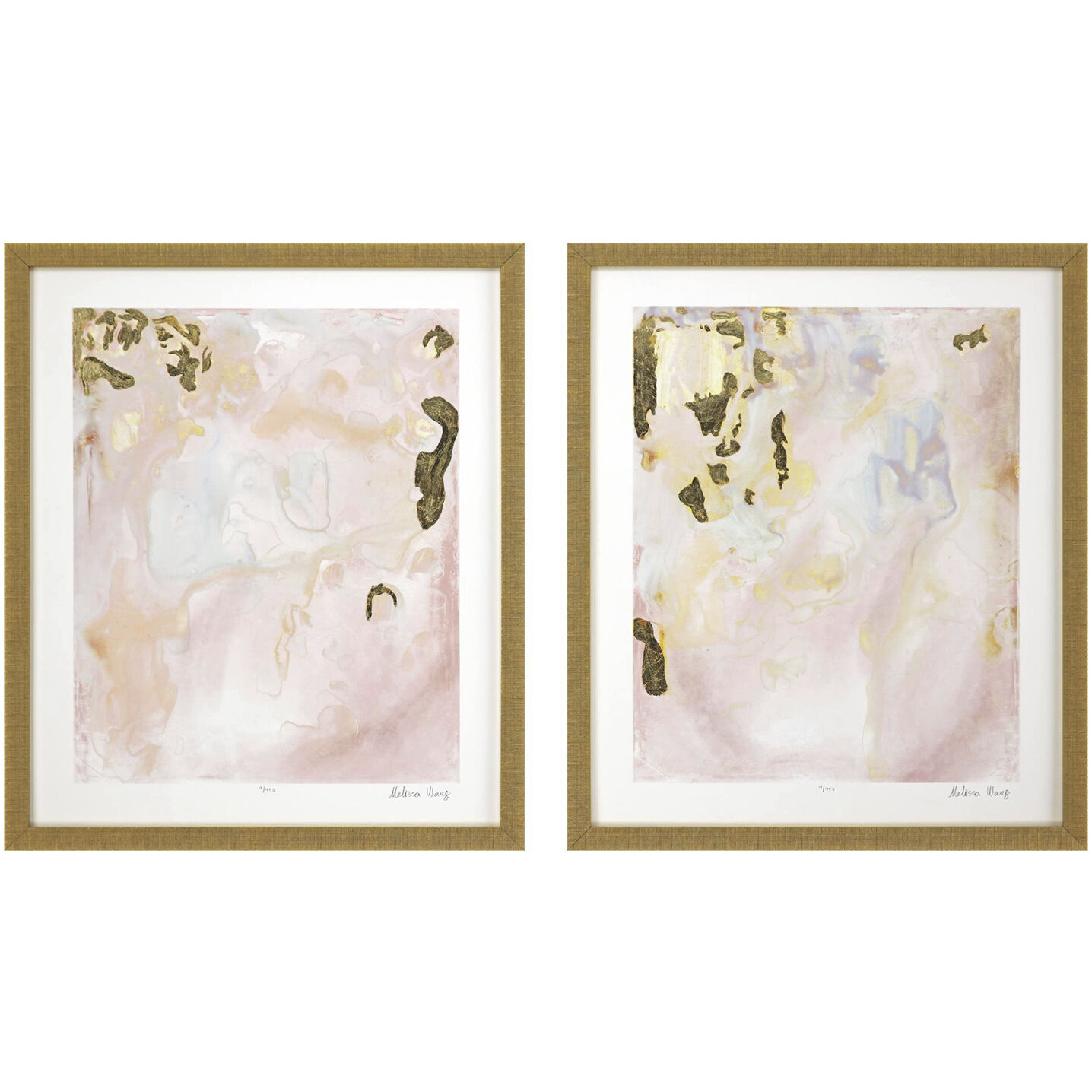 Gold Planet Pink and Metallic Framed Art