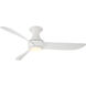 Corona 52 inch Matte White Flush Mount Ceiling Fan in 3000K
