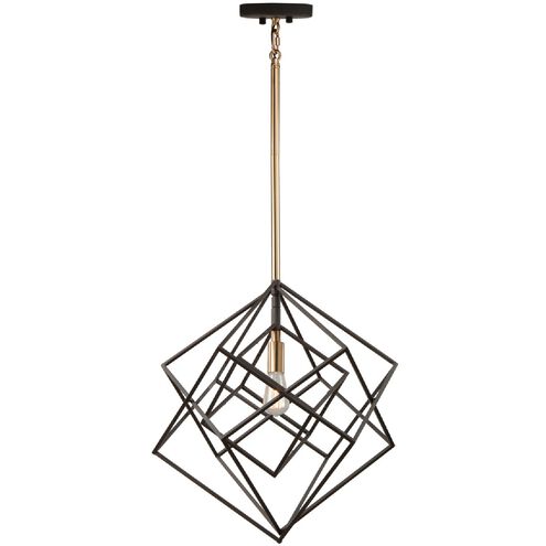 Artistry LED 16 inch Matte Black and Harvest Brass Pendant Ceiling Light in Matte Black and Satin Brass