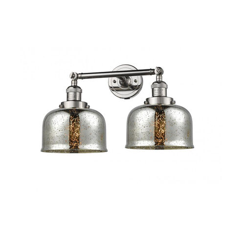 Franklin Restoration Large Bell LED 18 inch Polished Nickel Bath Vanity Light Wall Light in Silver Plated Mercury Glass, Franklin Restoration