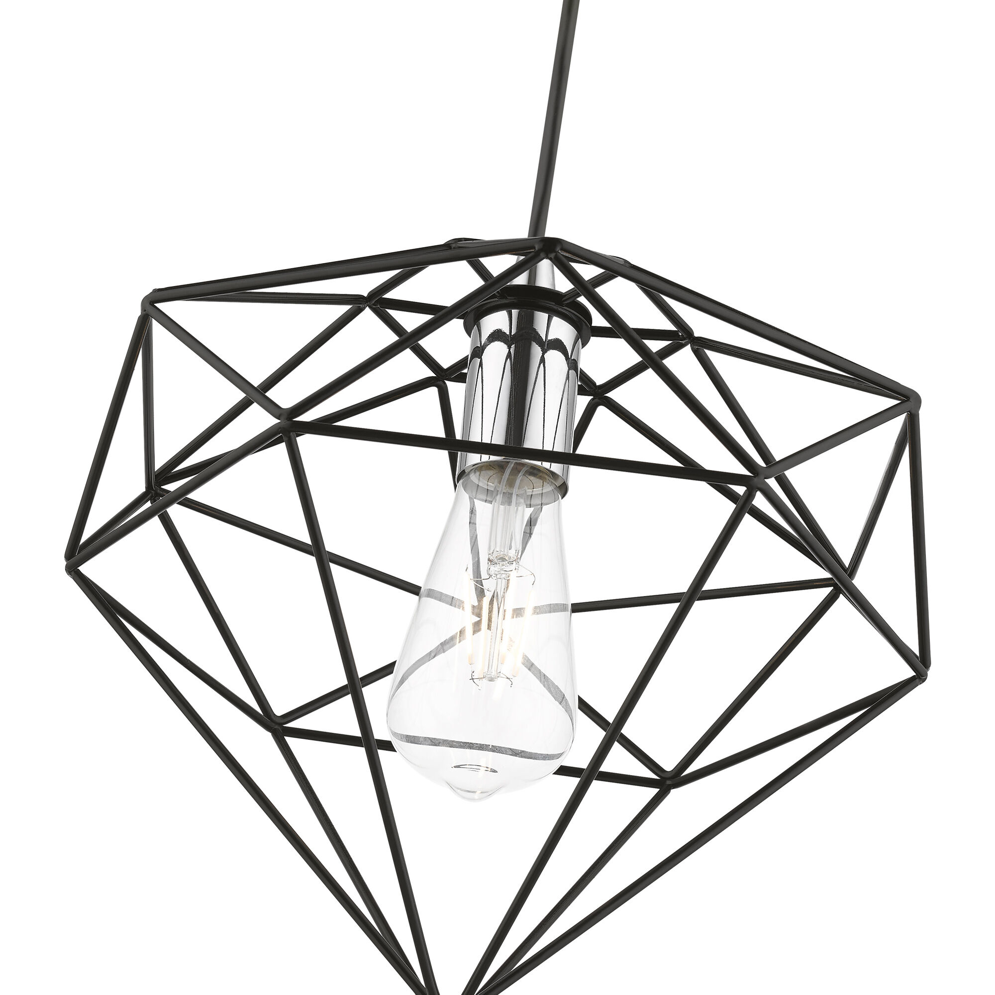 Knox 1 Light 11 inch Shiny Black with Polished Chrome Accents Pendant Ceiling Light