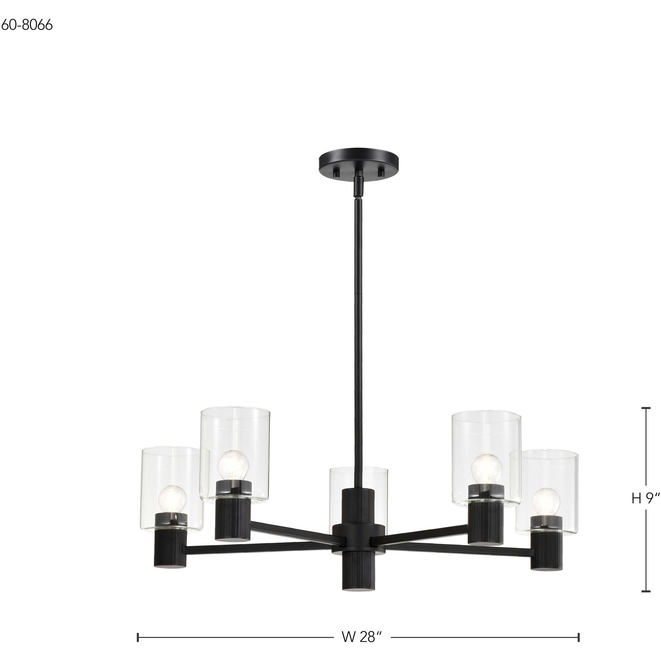 Clarksville 5 Light 28 inch Matte Black Chandelier Ceiling Light