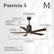 Atlas Patricia-5 52 inch Textured Bronze with Walnut Tone Blades Ceiling Fan, Atlas