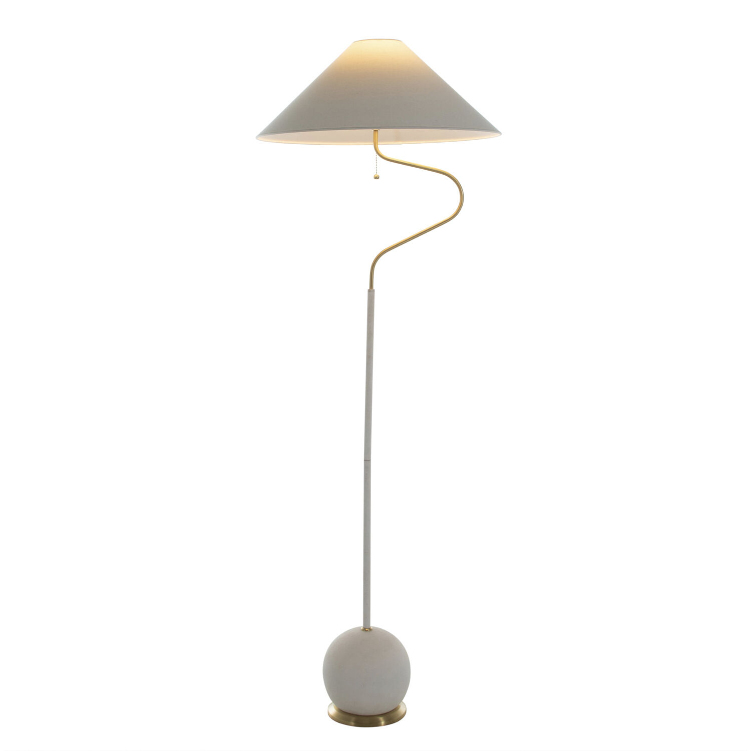 Lombard 67.5 inch Plaster White / Feather White Linen / Brass Table Lamp Portable Light