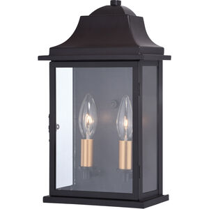 Bristol 2 Light 13 inch Oil Burnished Bronze and Light Gold Outdoor Wall