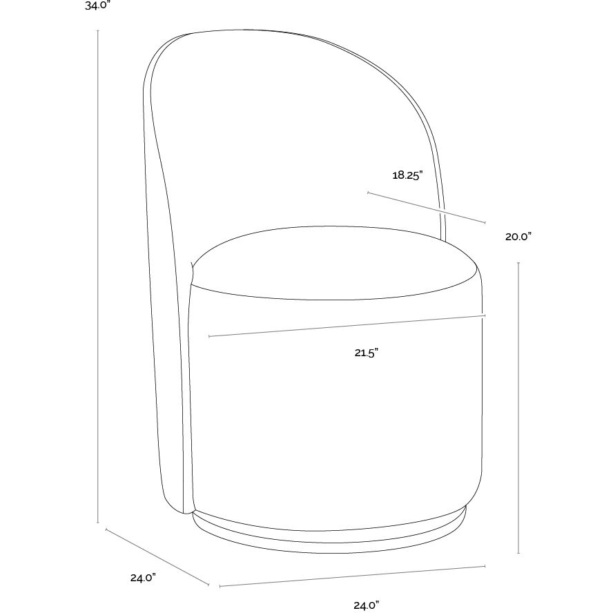 Cavoli Meg Taupe / Meg Gold Swivel Dining Chair