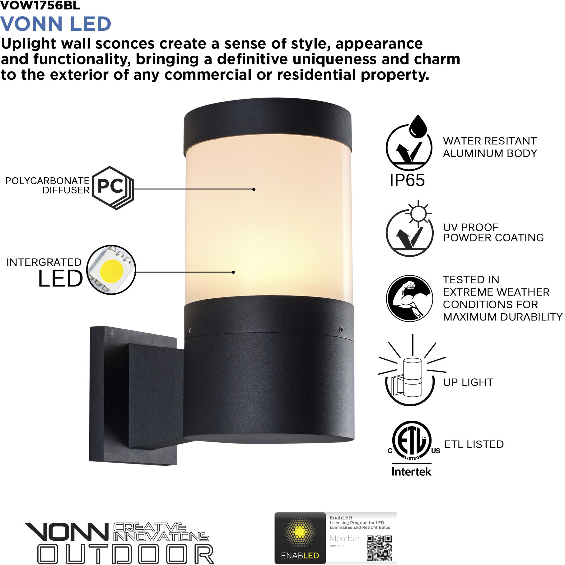 Modern 11.25 inch Matte Black Outdoor Wall Sconce