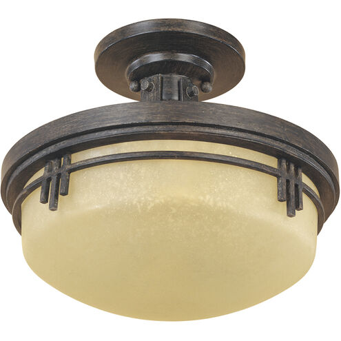 Mission Ridge 2 Light 13 inch Warm Mahogany Semi-Flush Ceiling Light