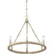 Shabby Chic 6 Light 22 inch Natural Wood with Rope Chandelier Ceiling Light