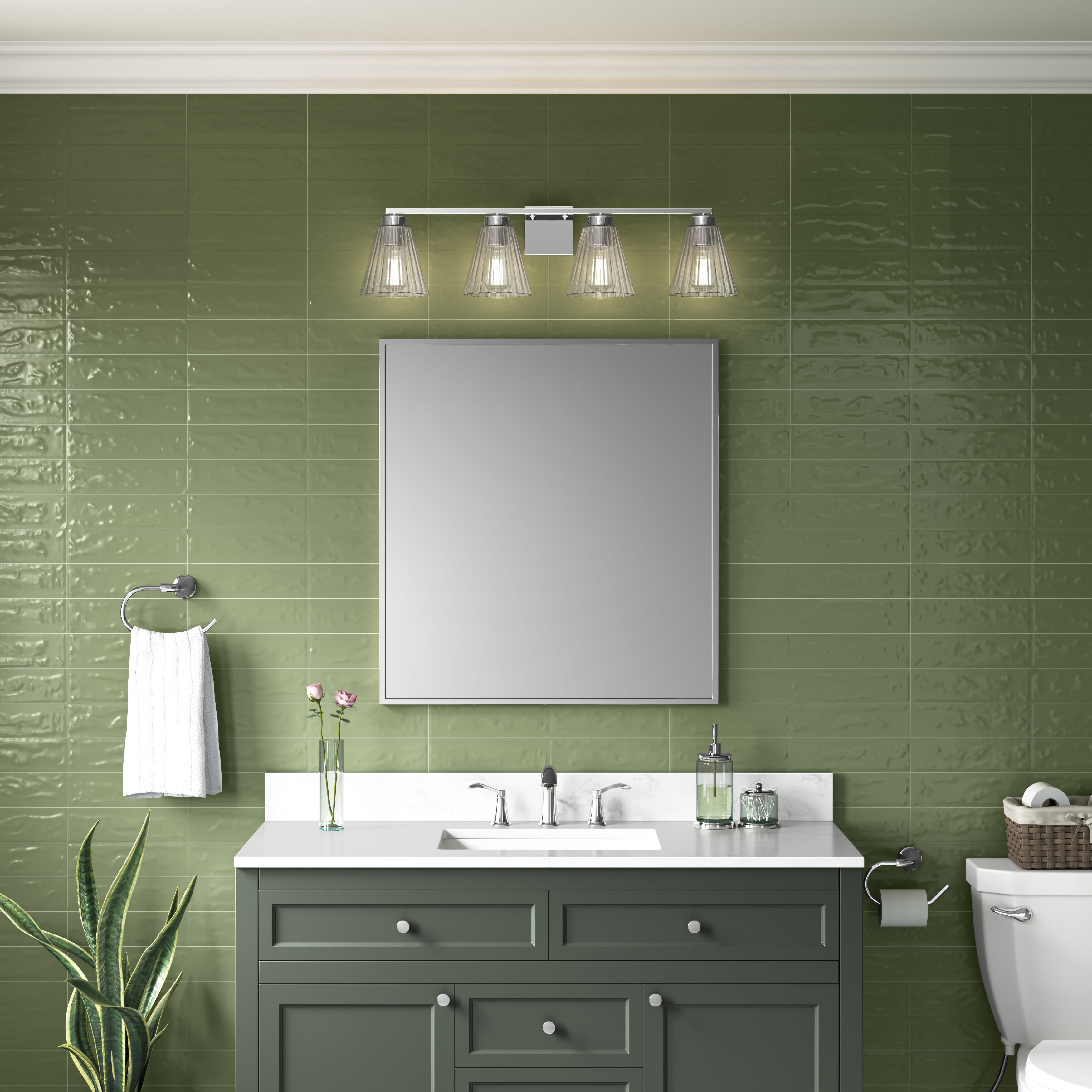 Riville 4 Light 31.75 inch Chrome Bathroom Vanity Light Wall Light