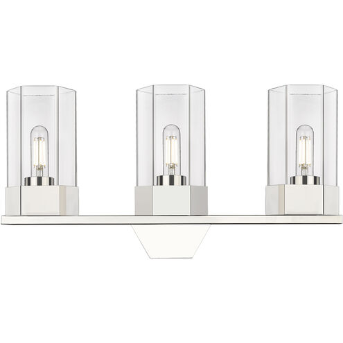 Claverack 3 Light 22.38 inch Polished Nickel Bath Vanity Light Wall Light in Clear Glass
