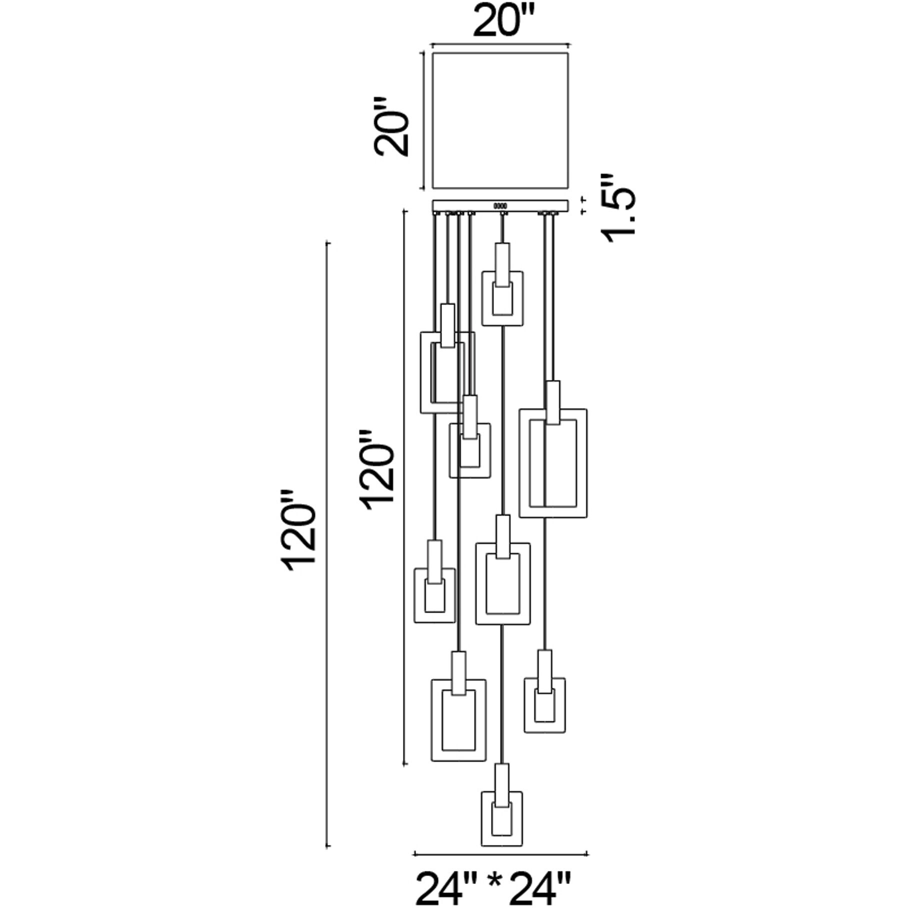 Anello LED 24 inch White Oak Multi Point Pendant Ceiling Light