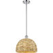 Woven Rattan 1 Light 12 inch Polished Chrome Pendant Ceiling Light
