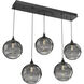 Terra 5 Light Matte Black Linear Pendant Ceiling Light in Terra Smoke, Multi-Port