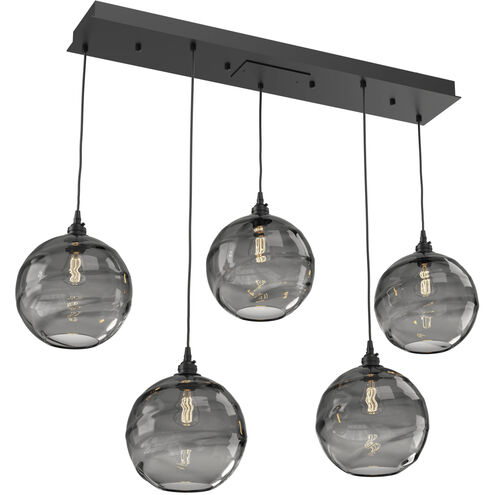 Terra 5 Light Matte Black Linear Pendant Ceiling Light in Terra Smoke, Multi-Port