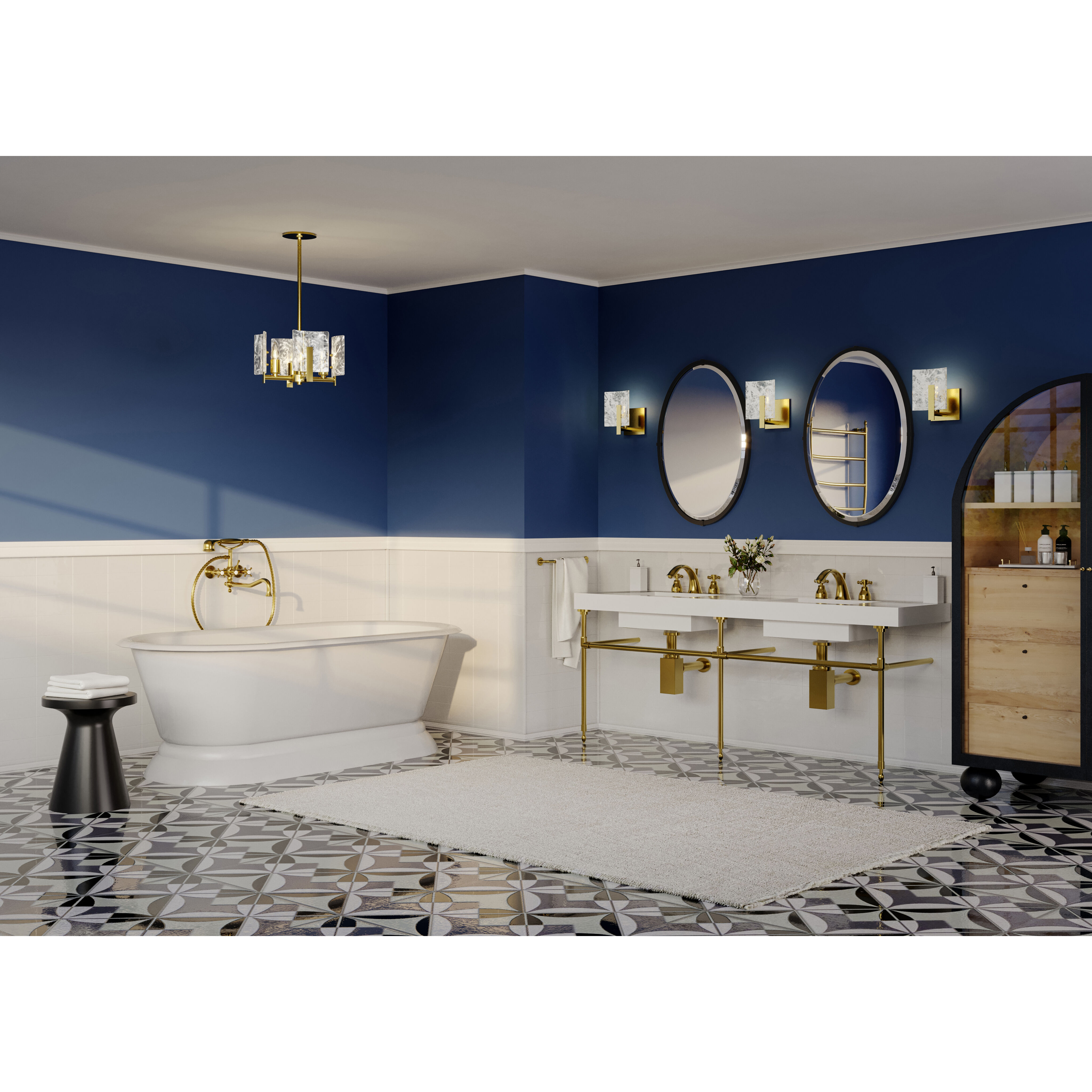 Arc 1 Light 6 inch Modern Brass Bath Sconce Wall Light, Small