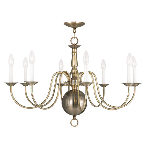 Williamsburgh 8 Light 32 inch Antique Brass Chandelier Ceiling Light