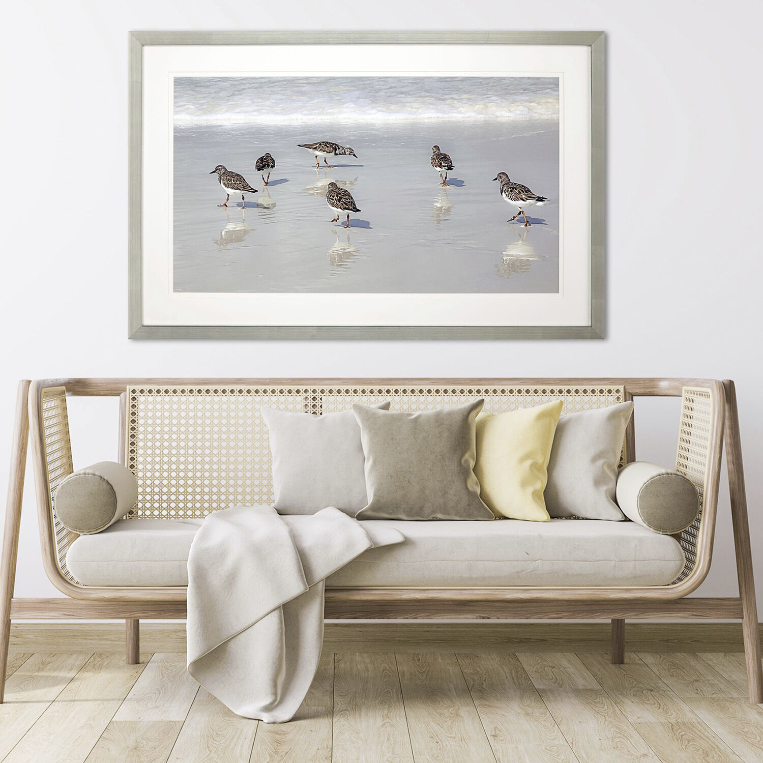Animals White and Blue and Brown Framed Art