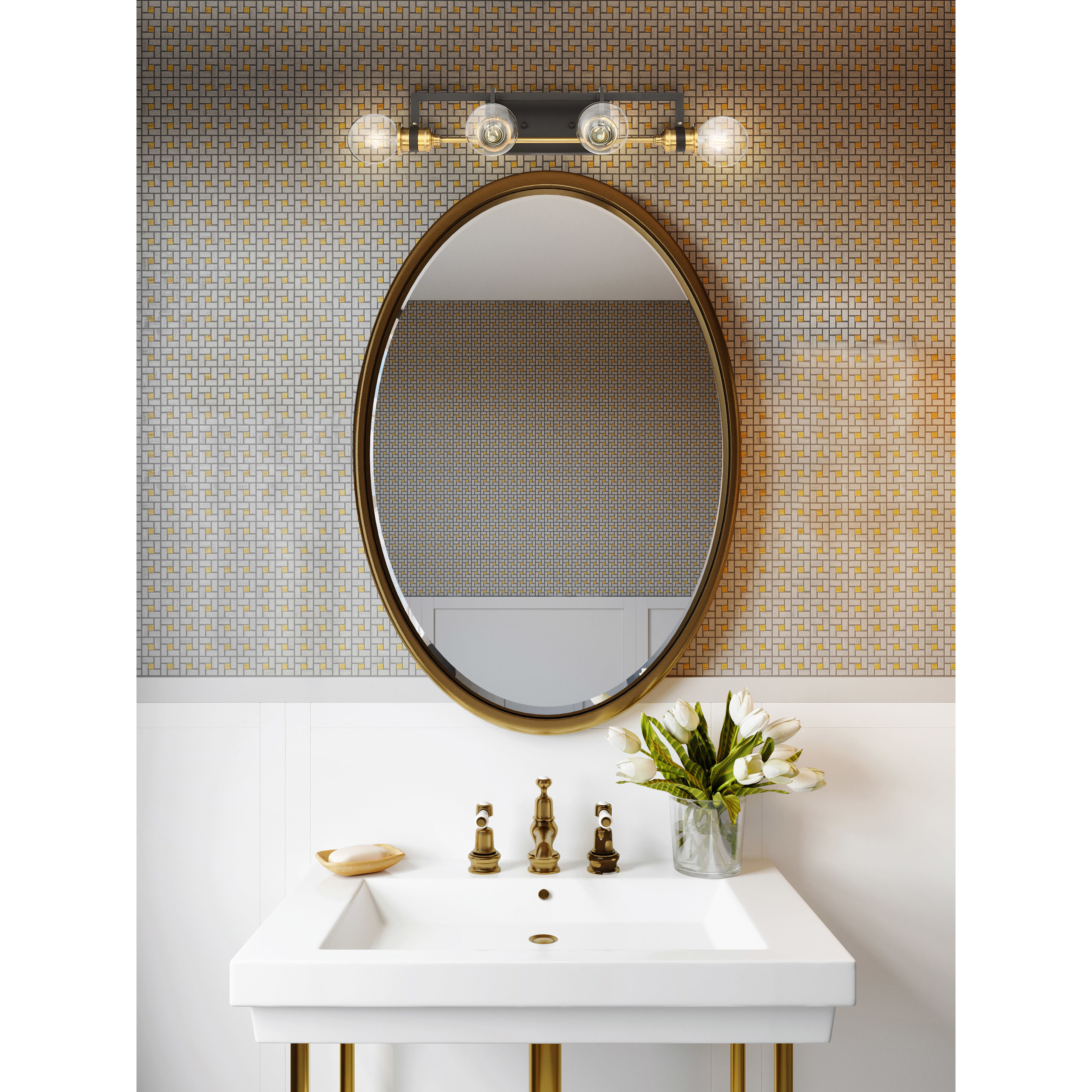 Intention 4 Light 22 inch Warm Brass and Black Vanity Light Wall Light