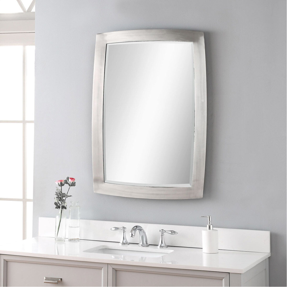 Haskill 34 X 24 inch Brushed Nickel Wall Mirror