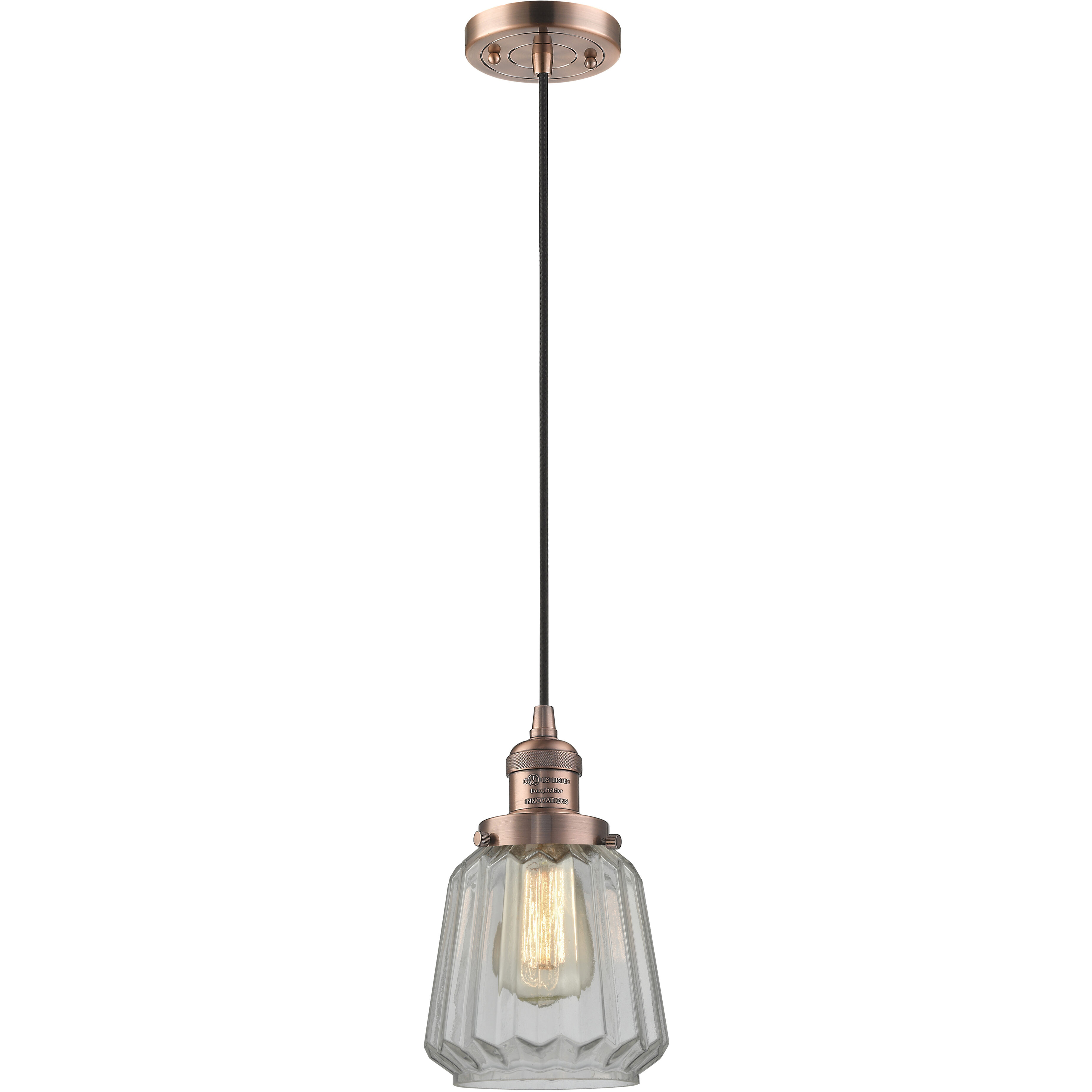Franklin Restoration Chatham 1 Light 6 inch Antique Copper Mini Pendant Ceiling Light in Incandescent, Clear, Franklin Restoration