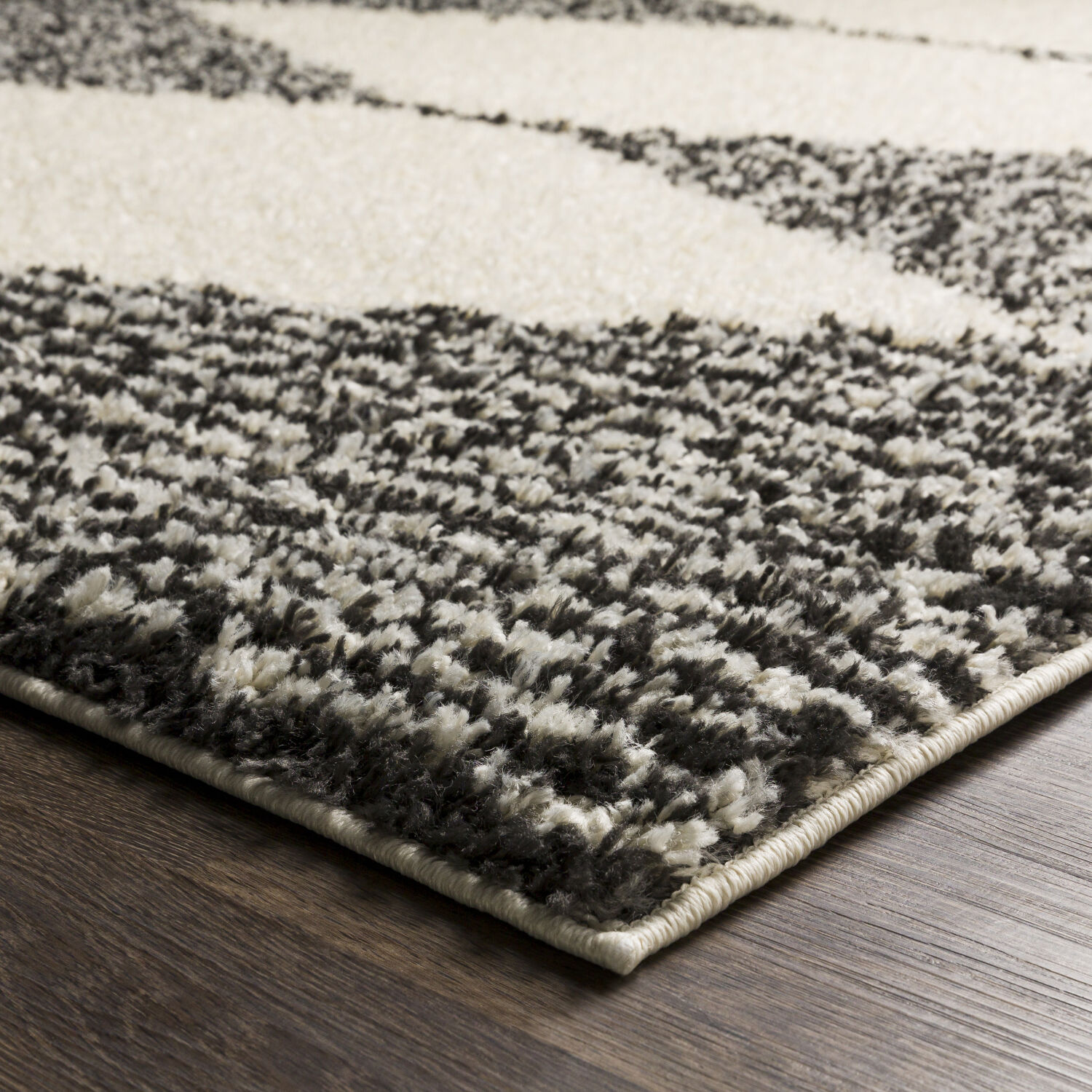 Beni Shag 108 X 79 inch Black Rug in 7 x 9, Rectangle