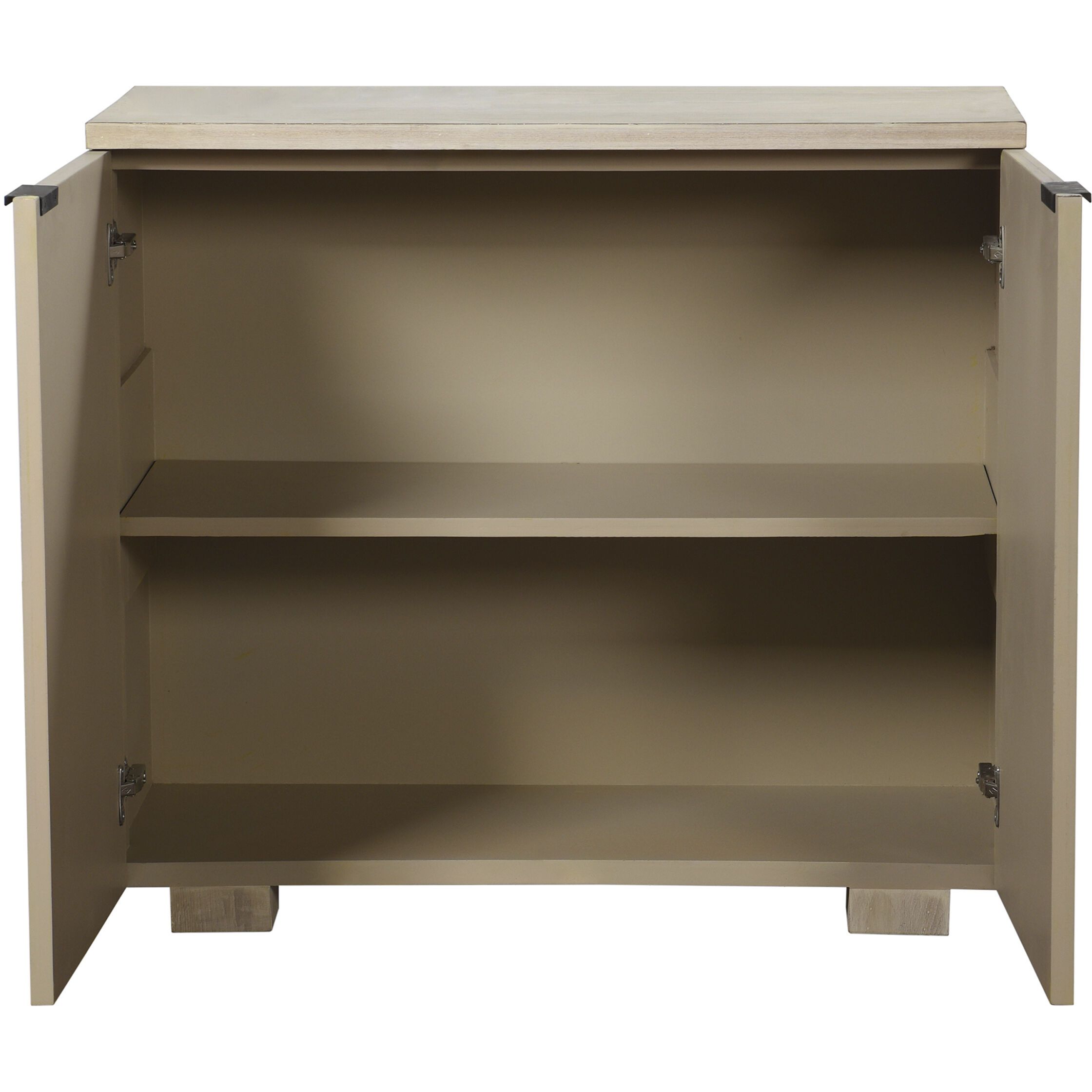 Adeline Light Cream and Faux Shagreen and Light Maple Cabinet