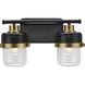 Beckner 2 Light 14.62 inch Matte Black Bath Light Wall Light