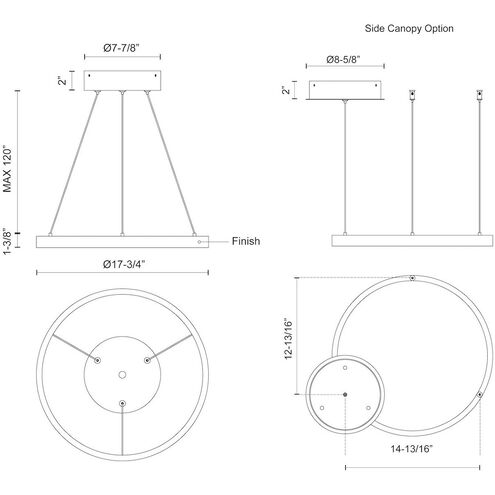Cerchio LED 17.75 inch White Pendant Ceiling Light