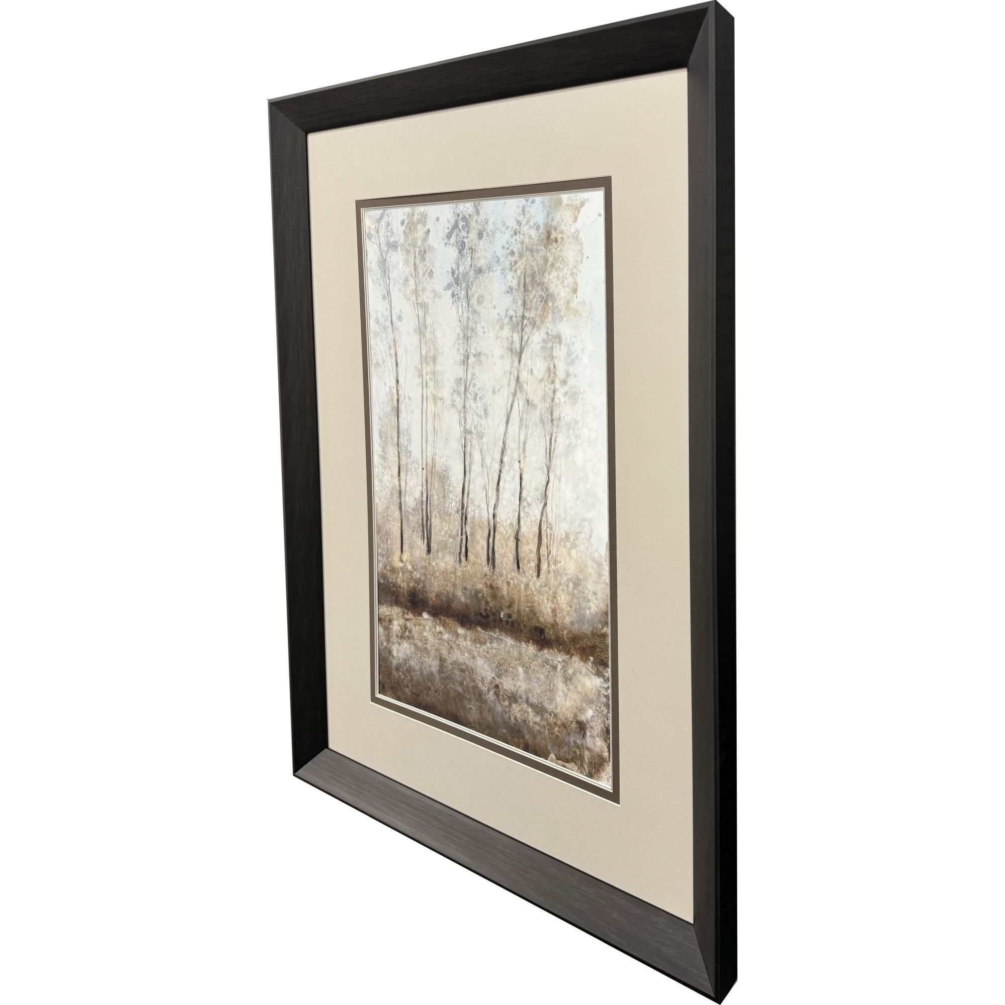 Woodland Shimmer Light Brown and Beige and Gray and Neutral Framed Art