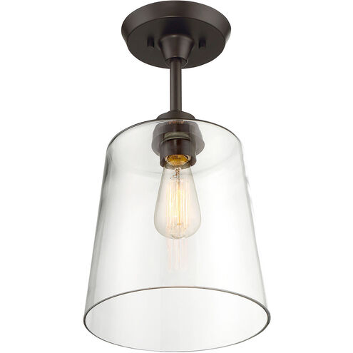 Modern 1 Light 10 inch Oil Rubbed Bronze Semi-Flush Ceiling Light
