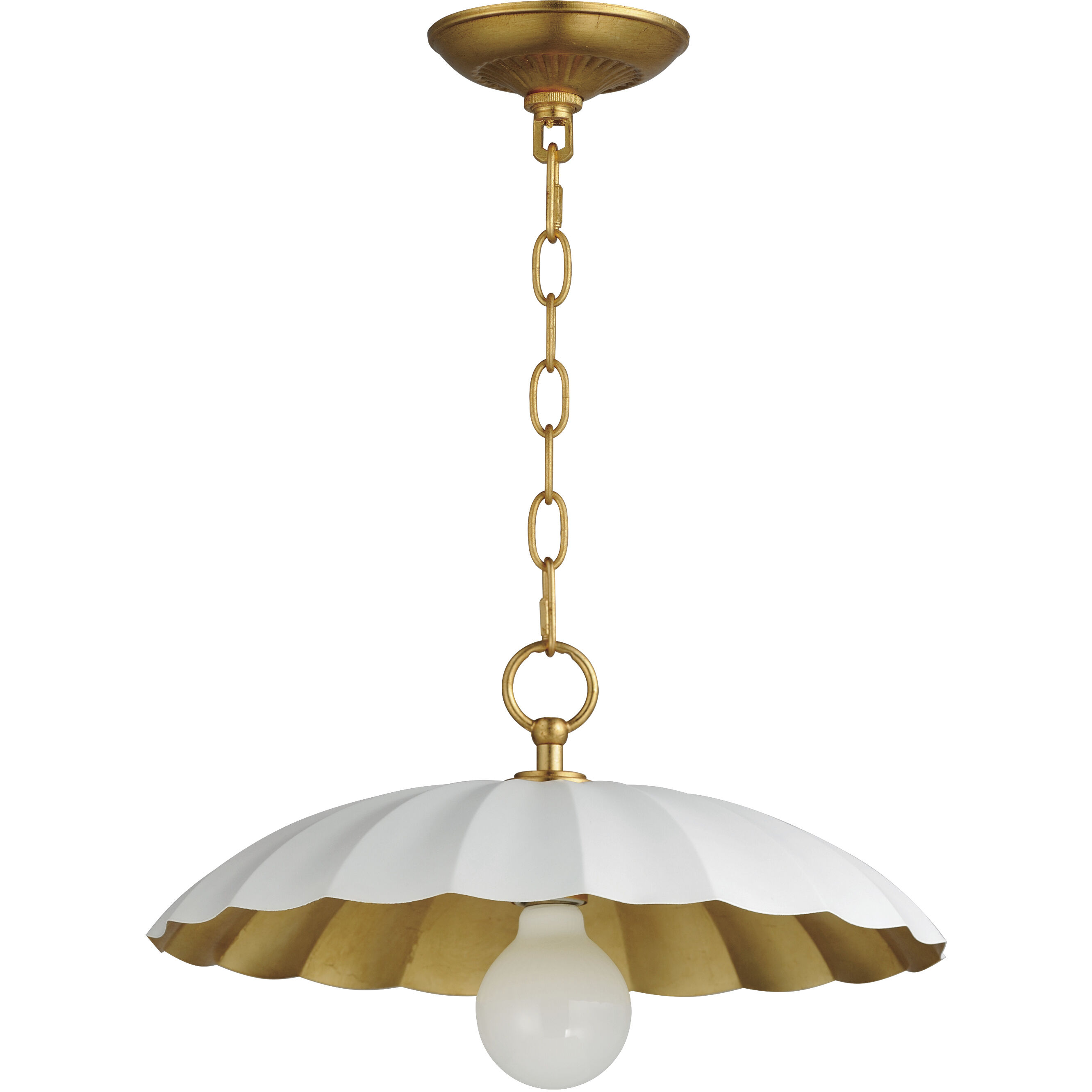 Maxim Lighting 18055MWGL Primrose 1 Light 16 inch Matte White and Gold Leaf Single Pendant Ceiling Light