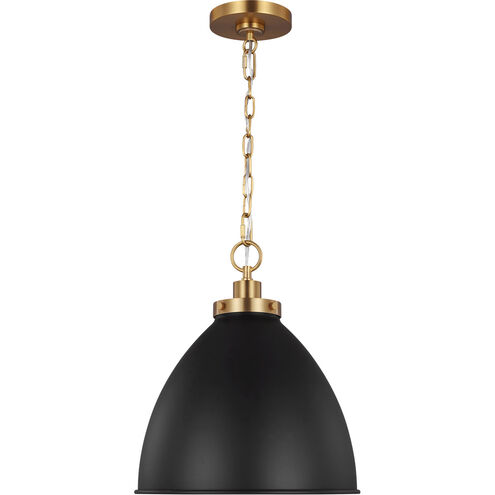 C&M by Chapman & Myers Wellfleet 1 Light 15.63 inch Midnight Black and Burnished Brass Pendant Ceiling Light in Midnight Black / Burnished Brass