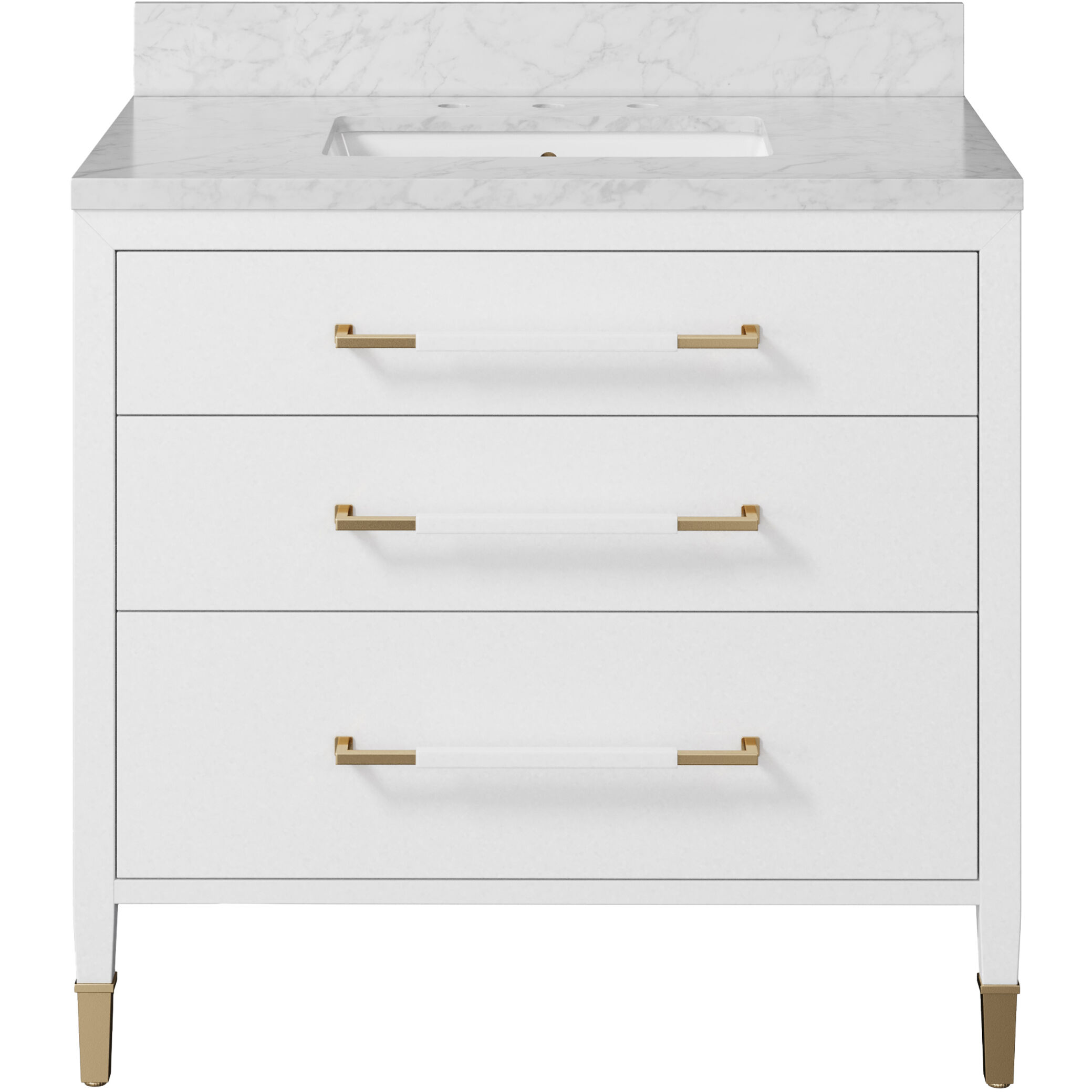 Verona 36 X 34 inch Acrylic White/Natural/White/Champagne Vanity with Undermount Sink