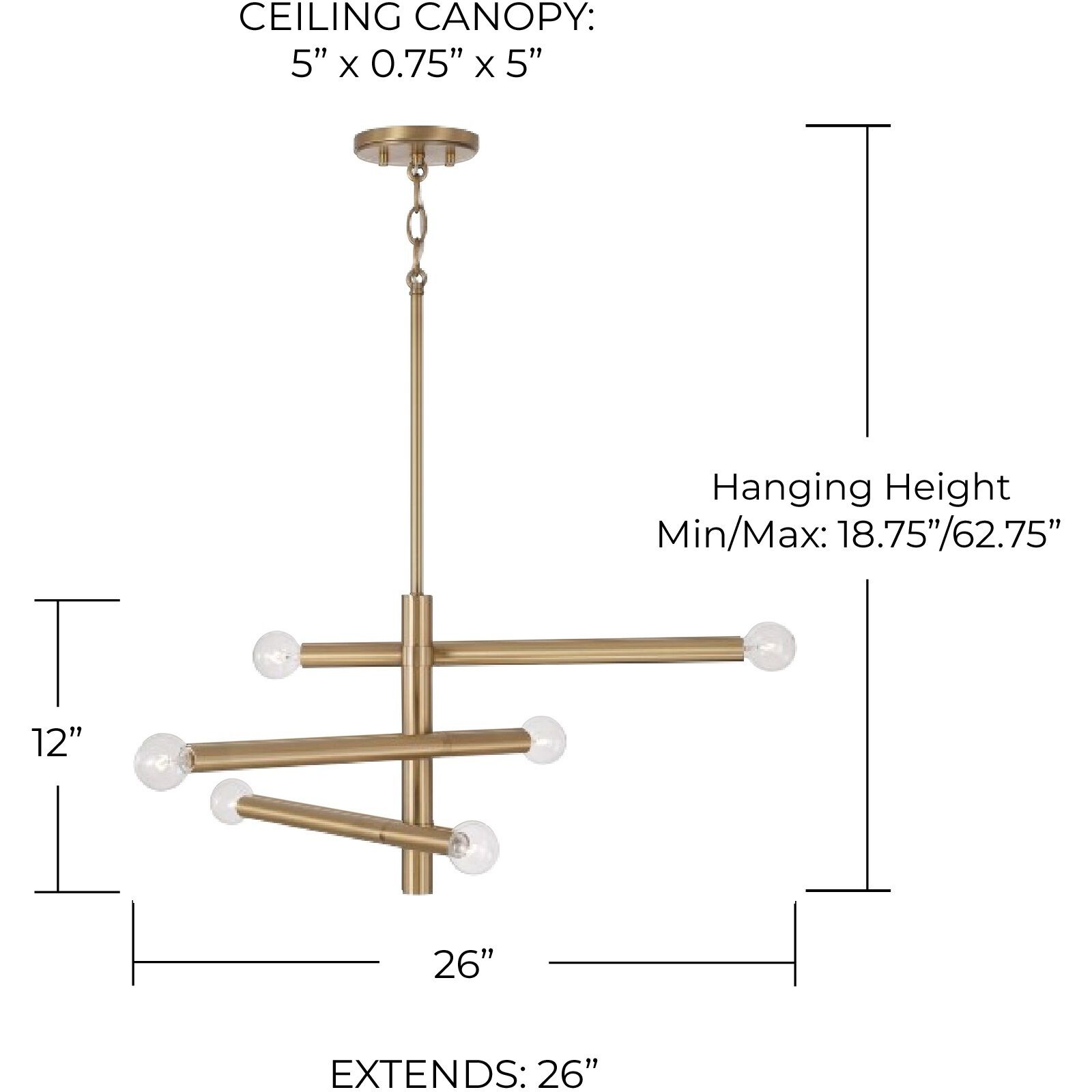 Zane 6 Light 26 inch Aged Brass Chandelier Ceiling Light