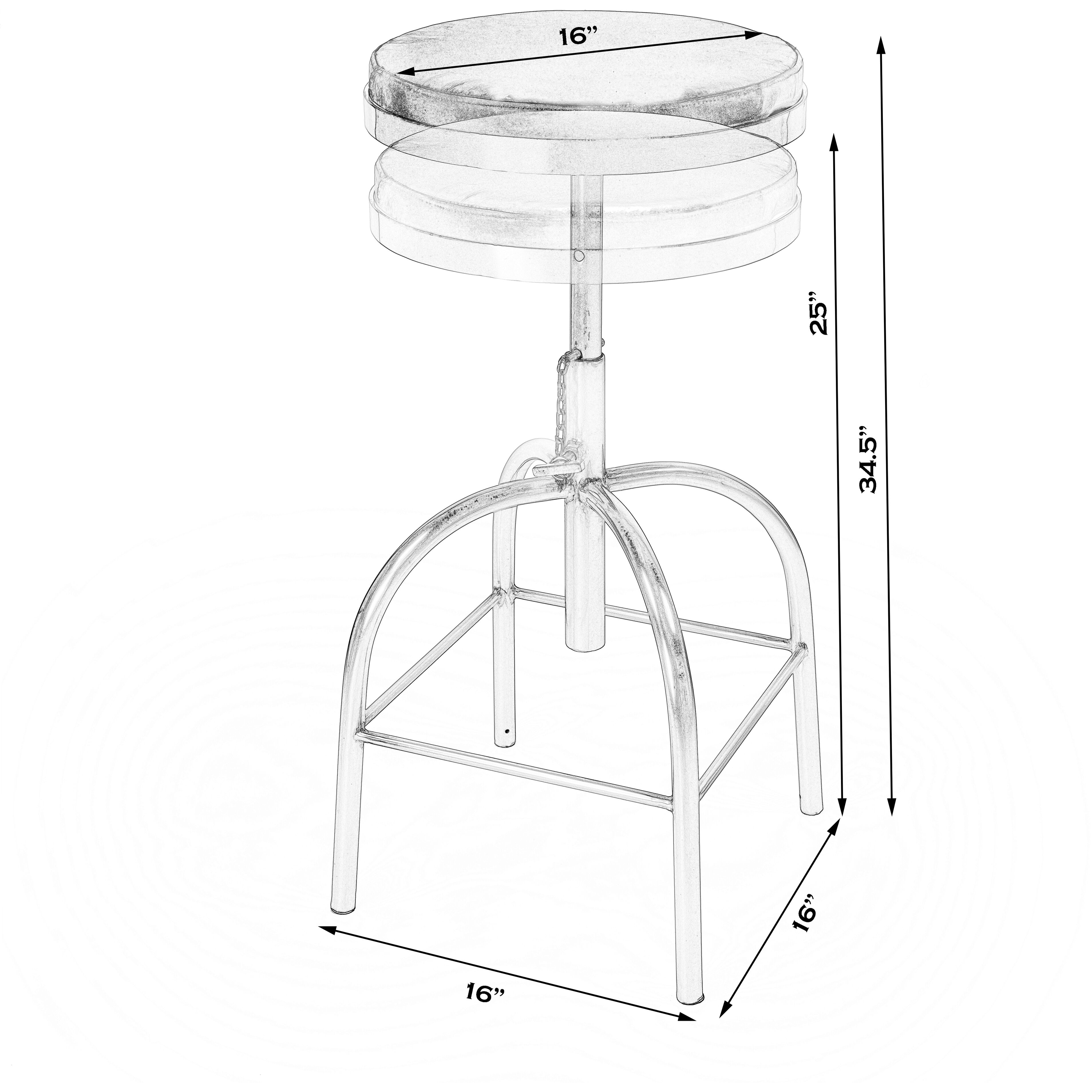 Clyde Leather 25" Adjustable Bar Stool in Black