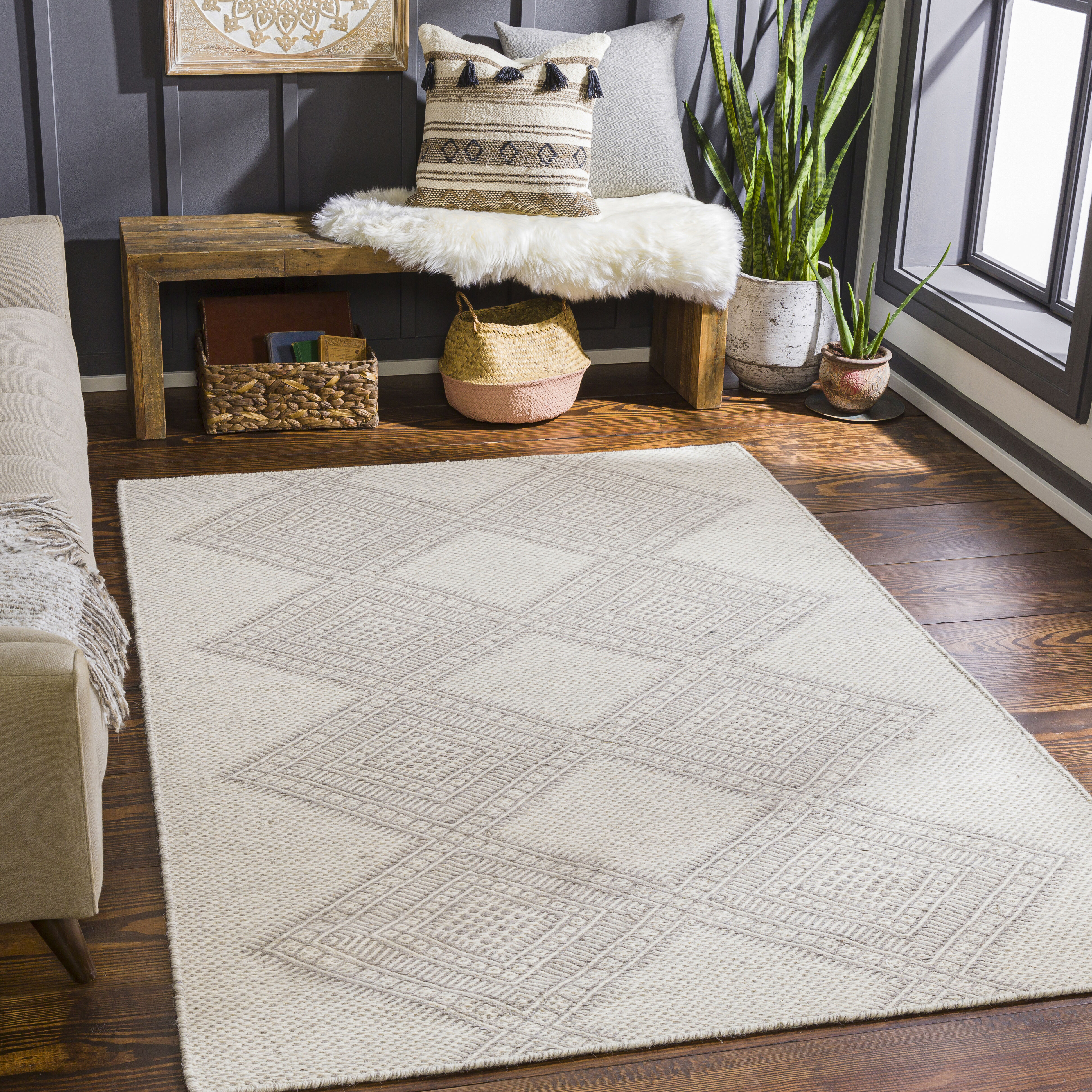 Mardin 36 X 24 inch Light Grey Rug in 2 x 3, Rectangle