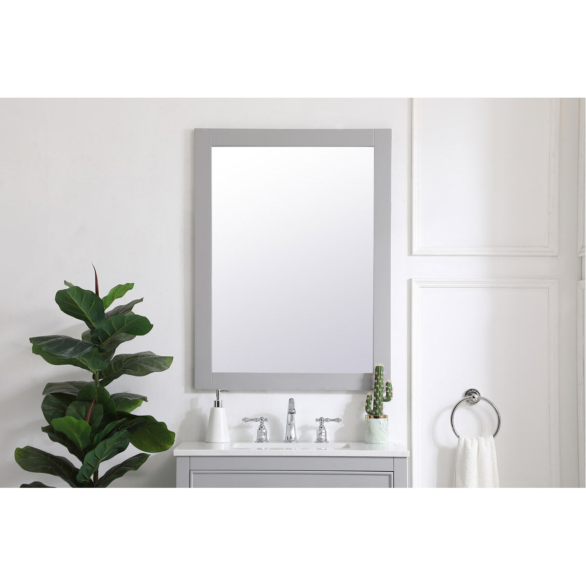 Aqua 36 X 27 inch Grey Wall Mirror