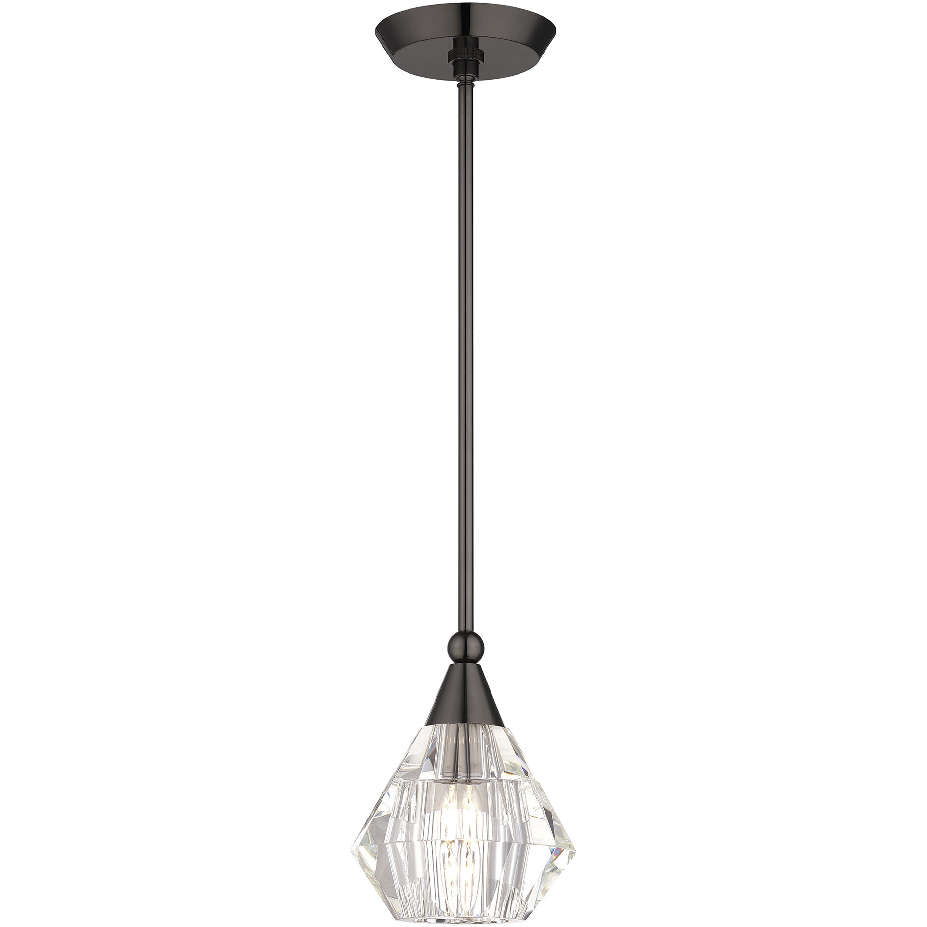 Brussels 1 Light 7 inch Black Chrome Pendant Ceiling Light, Crystal, Single