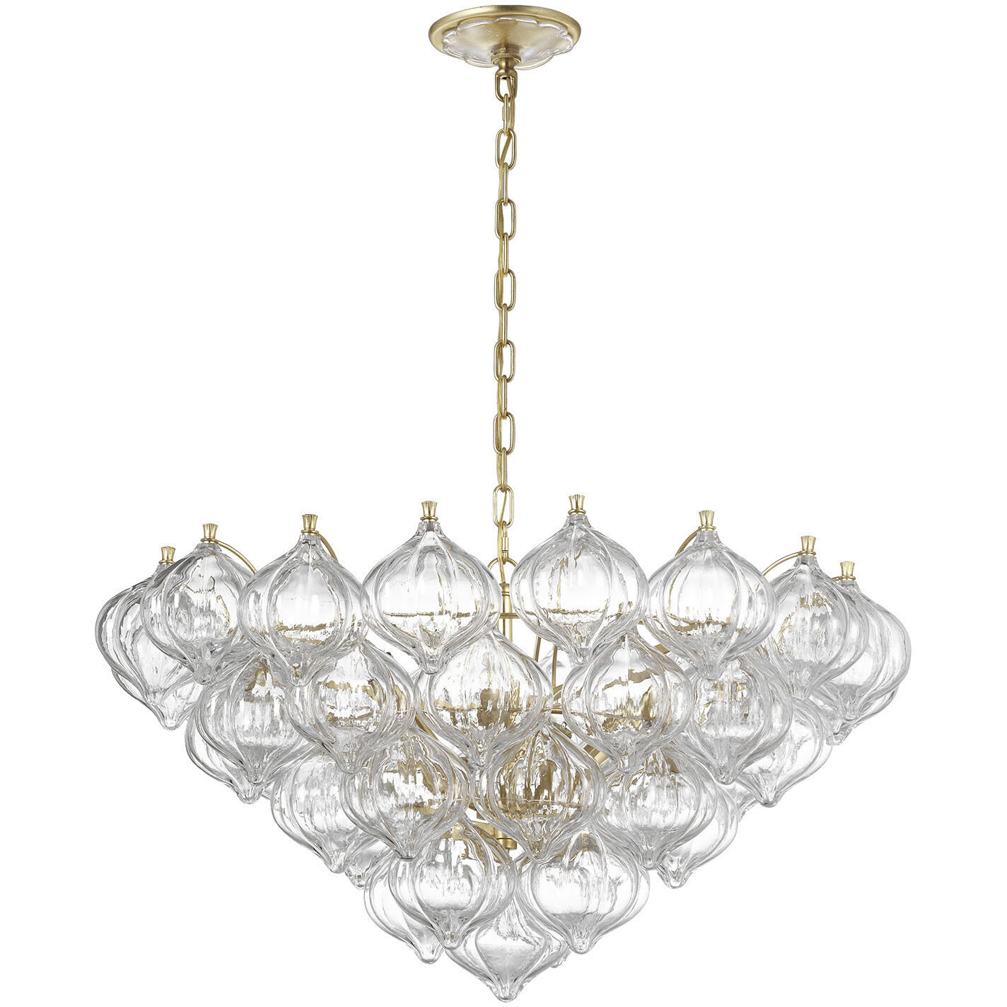 Julie Neill Caselli LED 35.5 inch Gild Basket Chandelier Ceiling Light in Clear Glass