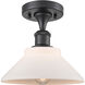 Edison Orwell 1 Light 8 inch Matte Black Semi-Flush Mount Ceiling Light in Matte White Glass