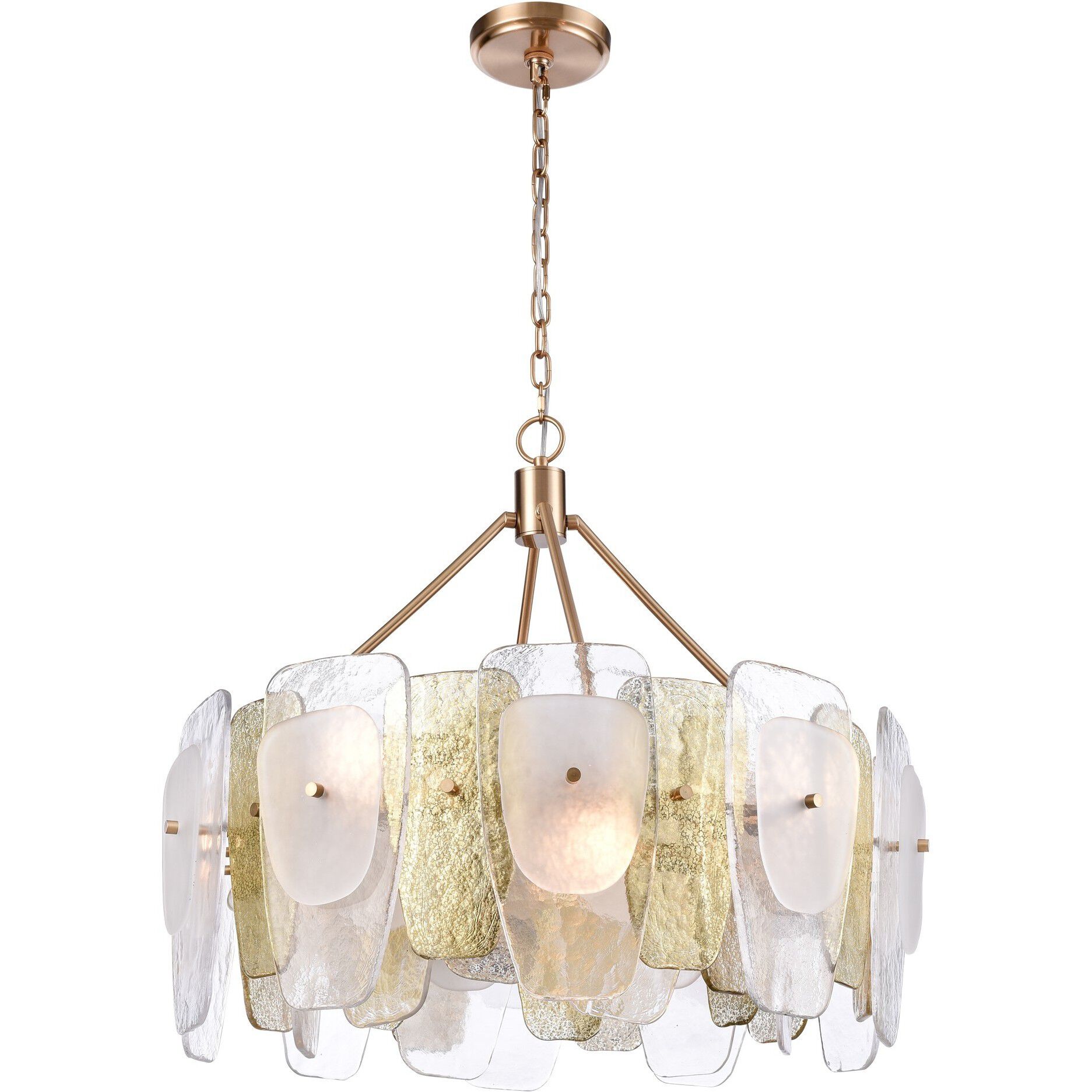 Strata 8 Light 29.5 inch Lacquered Gold Chandelier Ceiling Light, Converts to Semi Flush