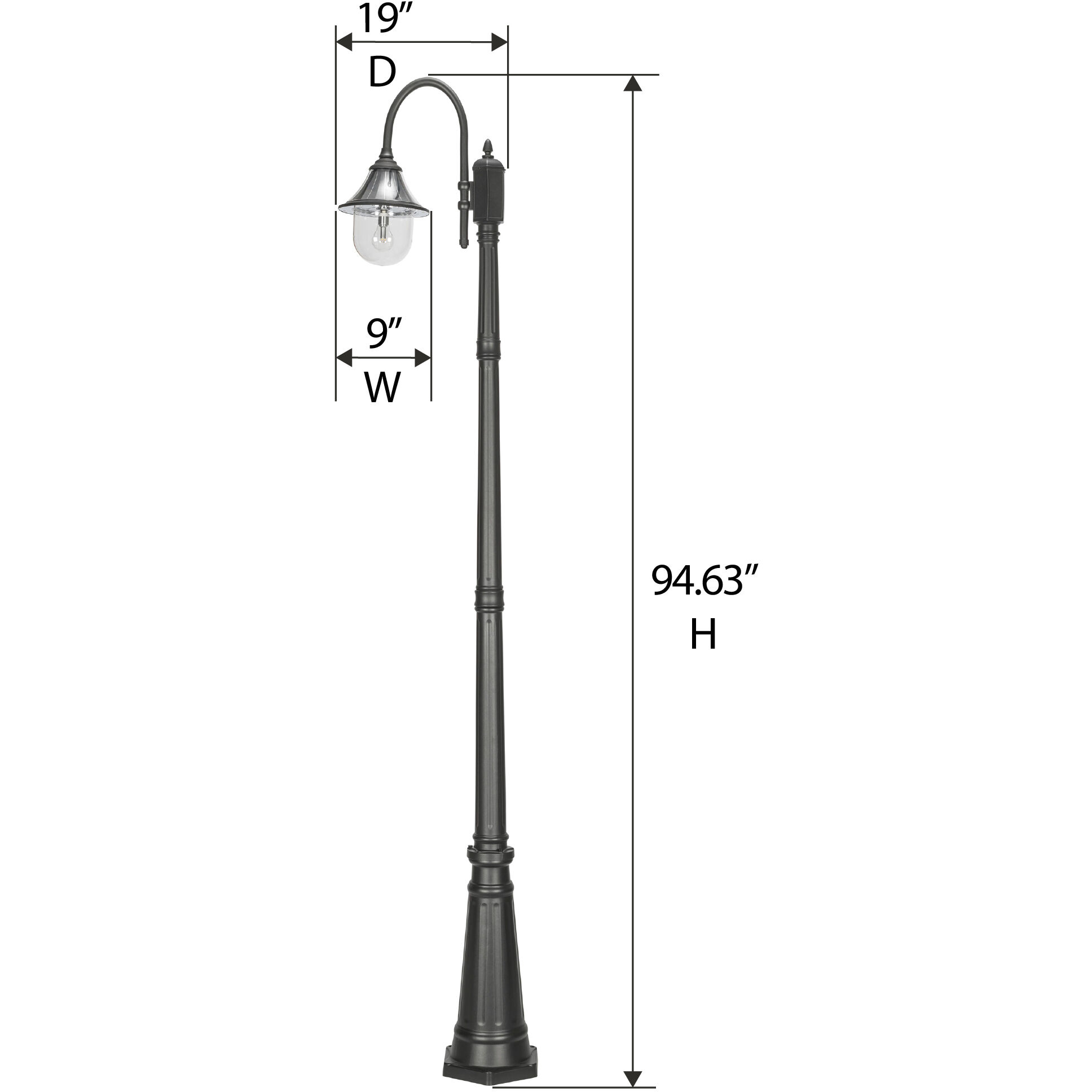 Orion 1 Light 94.63 inch Black Post Light, Solar