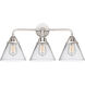 Nouveau 2 Large Cone 3 Light 26 inch Polished Chrome Bath Vanity Light Wall Light in Clear Glass