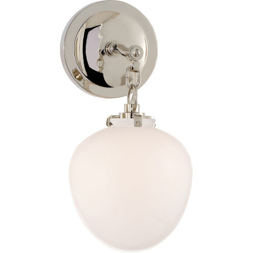 Thomas O'Brien Katie2 1 Light 6.5 inch Polished Nickel Acorn Bath Sconce Wall Light in White Glass, Small